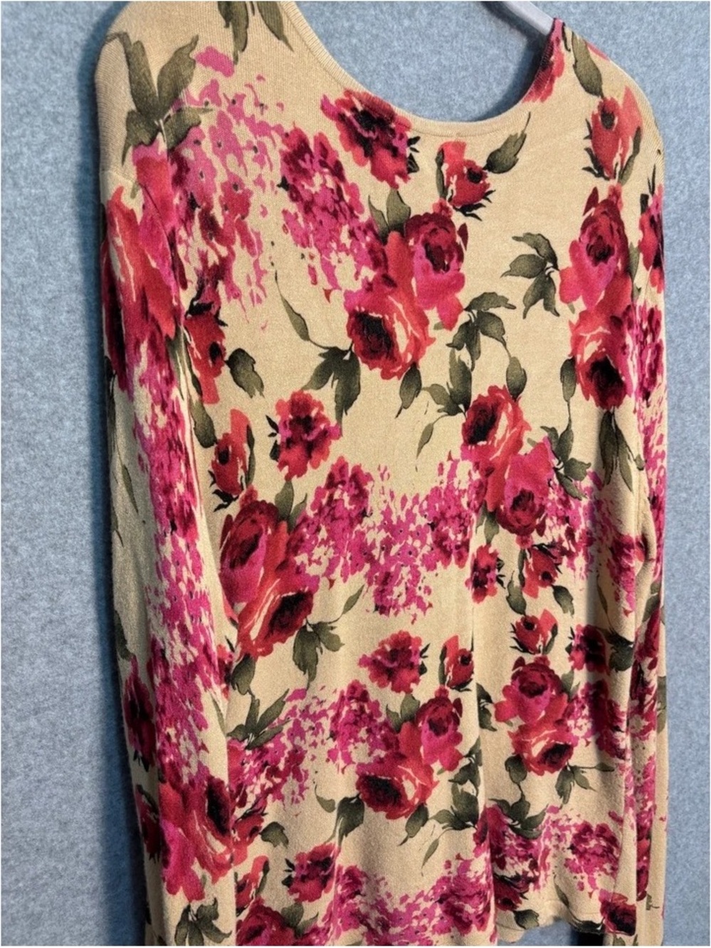 Apostrophe Yellow Scoop Neck Long Sleeve Top with Pink Floral Print - Picture 5 of 7